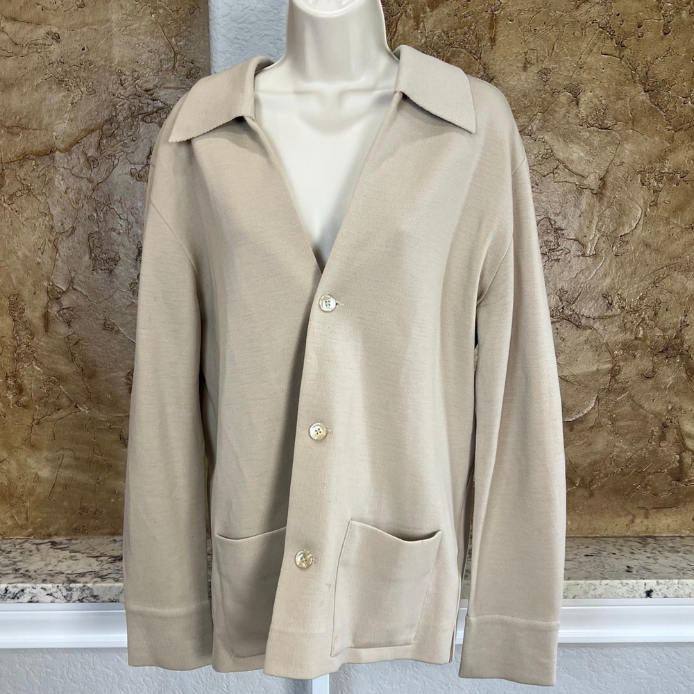Pendleton Sir Pendleton Cardigan Zephyr Wool Medium Tan Vintage USA *READ